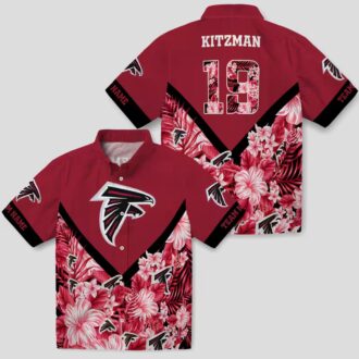Atlanta Falcons Custom Red Floral Chevron Hawaiian Shirt, Tropical Fan Apparel