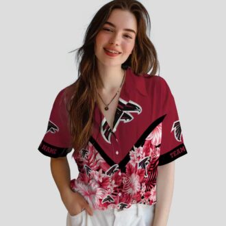 Atlanta Falcons Custom Red Floral Chevron Hawaiian Shirt, Tropical Fan Apparel