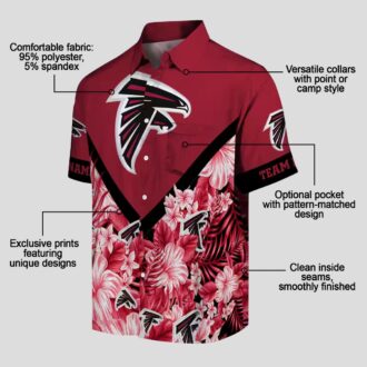 Atlanta Falcons Custom Red Floral Chevron Hawaiian Shirt, Tropical Fan Apparel
