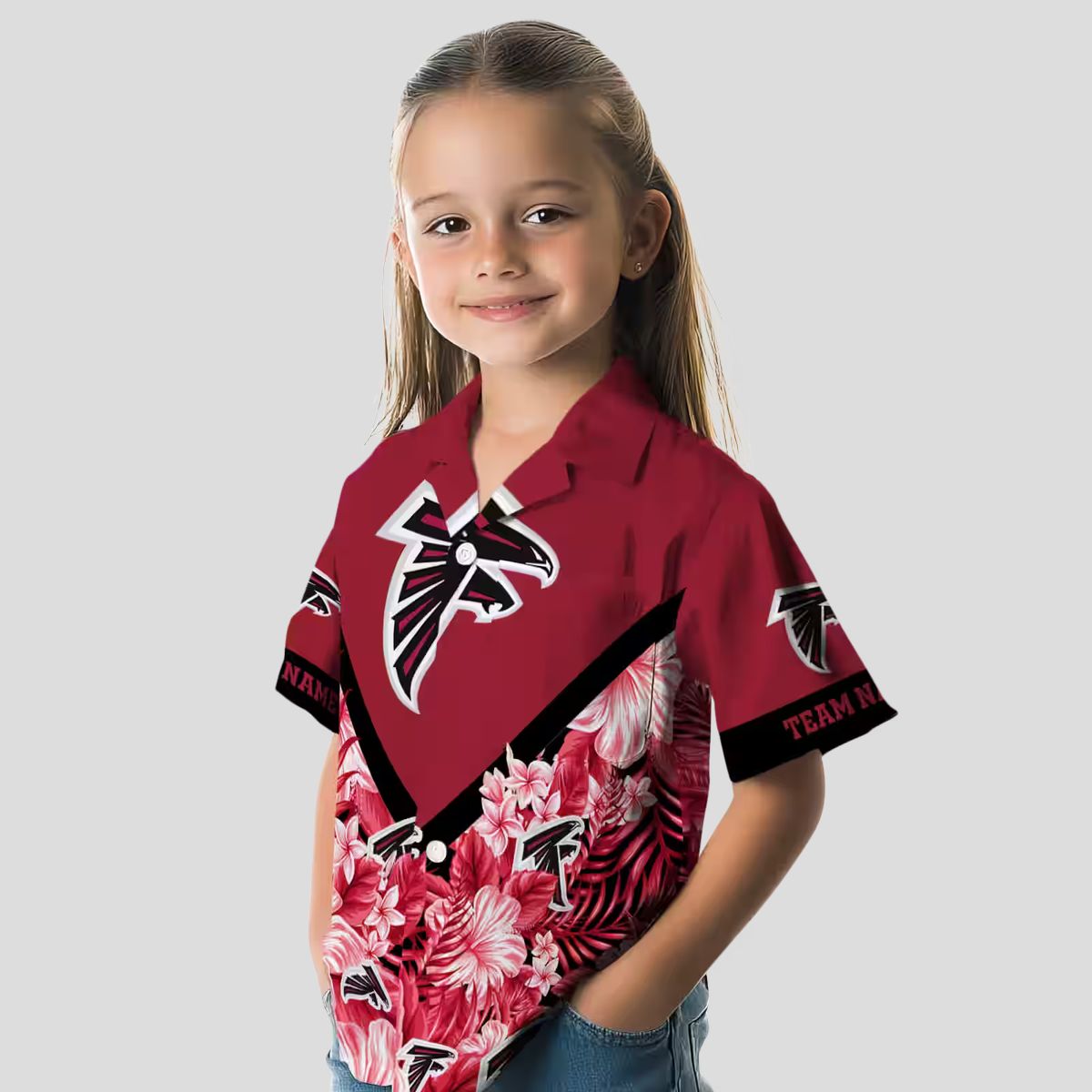 Atlanta Falcons Custom Red Floral Chevron Hawaiian Shirt, Tropical Fan Apparel