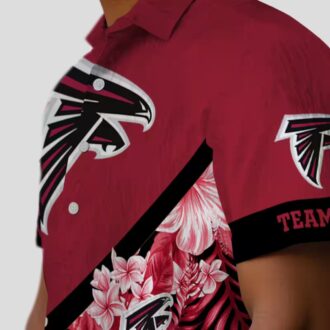 Atlanta Falcons Custom Red Floral Chevron Hawaiian Shirt, Tropical Fan Apparel
