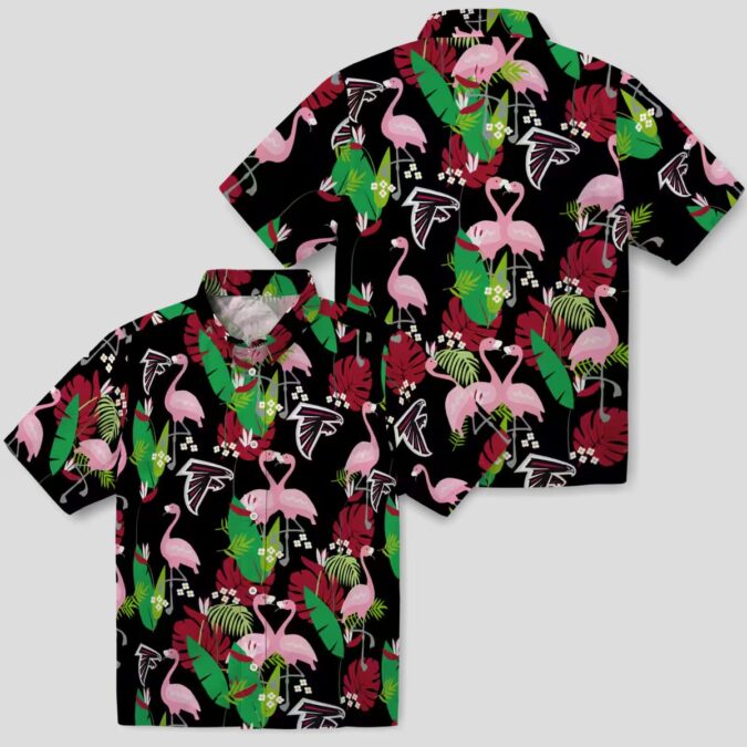 Atlanta Falcons Flamingo Foliage Hawaiian Shirt, Red & Green Summer Apparel