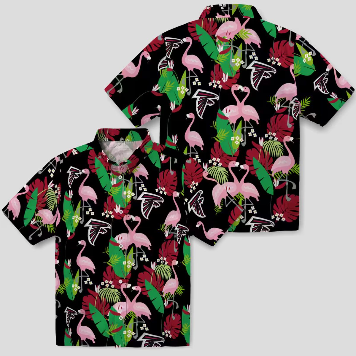 Atlanta Falcons Flamingo Foliage Hawaiian Shirt, Red & Green Summer Apparel