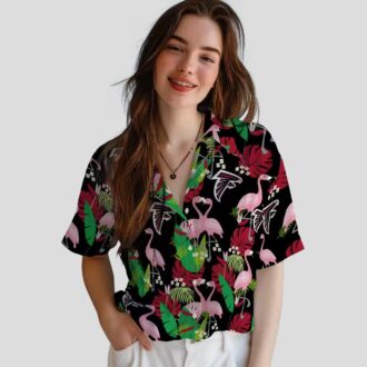 Atlanta Falcons Flamingo Foliage Hawaiian Shirt, Red & Green Summer Apparel