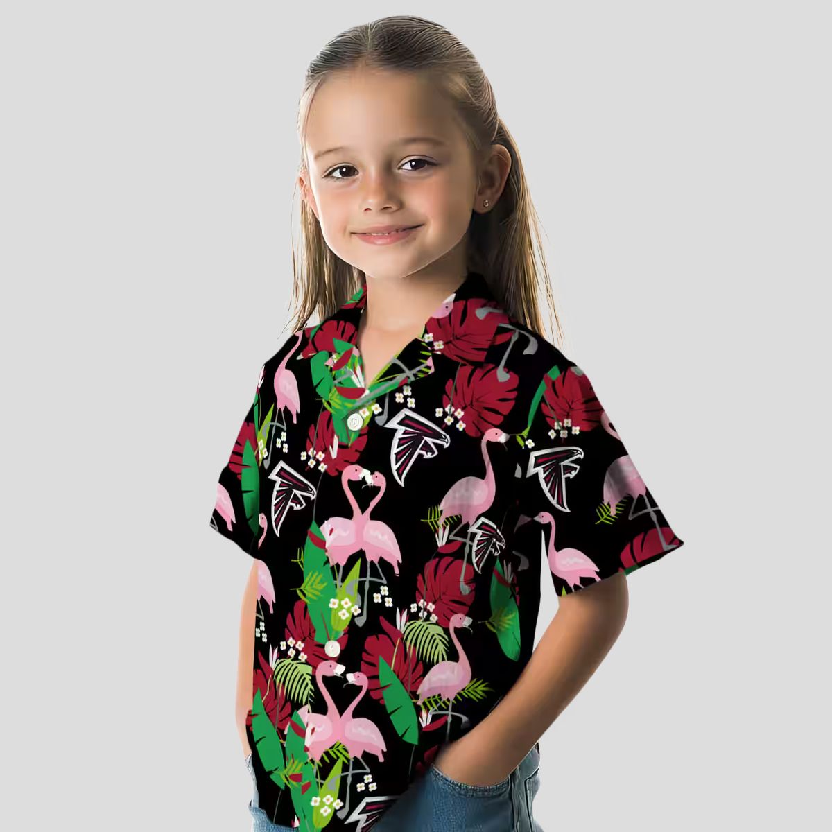 Atlanta Falcons Flamingo Foliage Hawaiian Shirt, Red & Green Summer Apparel