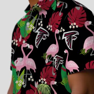 Atlanta Falcons Flamingo Foliage Hawaiian Shirt, Red & Green Summer Apparel