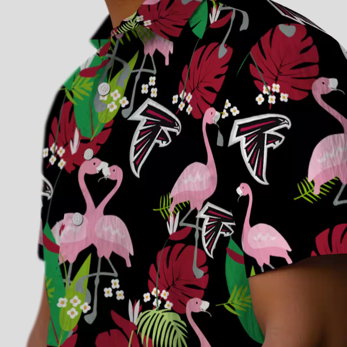 Atlanta Falcons Flamingo Foliage Hawaiian Shirt, Red & Green Summer Apparel