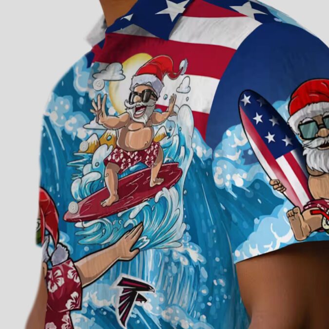 Atlanta Falcons Hawaiian Shirt with Surfing Santa Design - Perfect Gift for NFL Fans