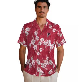 Atlanta Falcons Hibiscus Red Hawaiian Shirt with Hibiscus Clusters