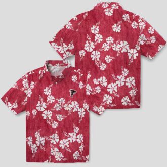 Atlanta Falcons Hibiscus Red Hawaiian Shirt with Hibiscus Clusters
