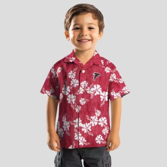 Atlanta Falcons Hibiscus Red Hawaiian Shirt with Hibiscus Clusters