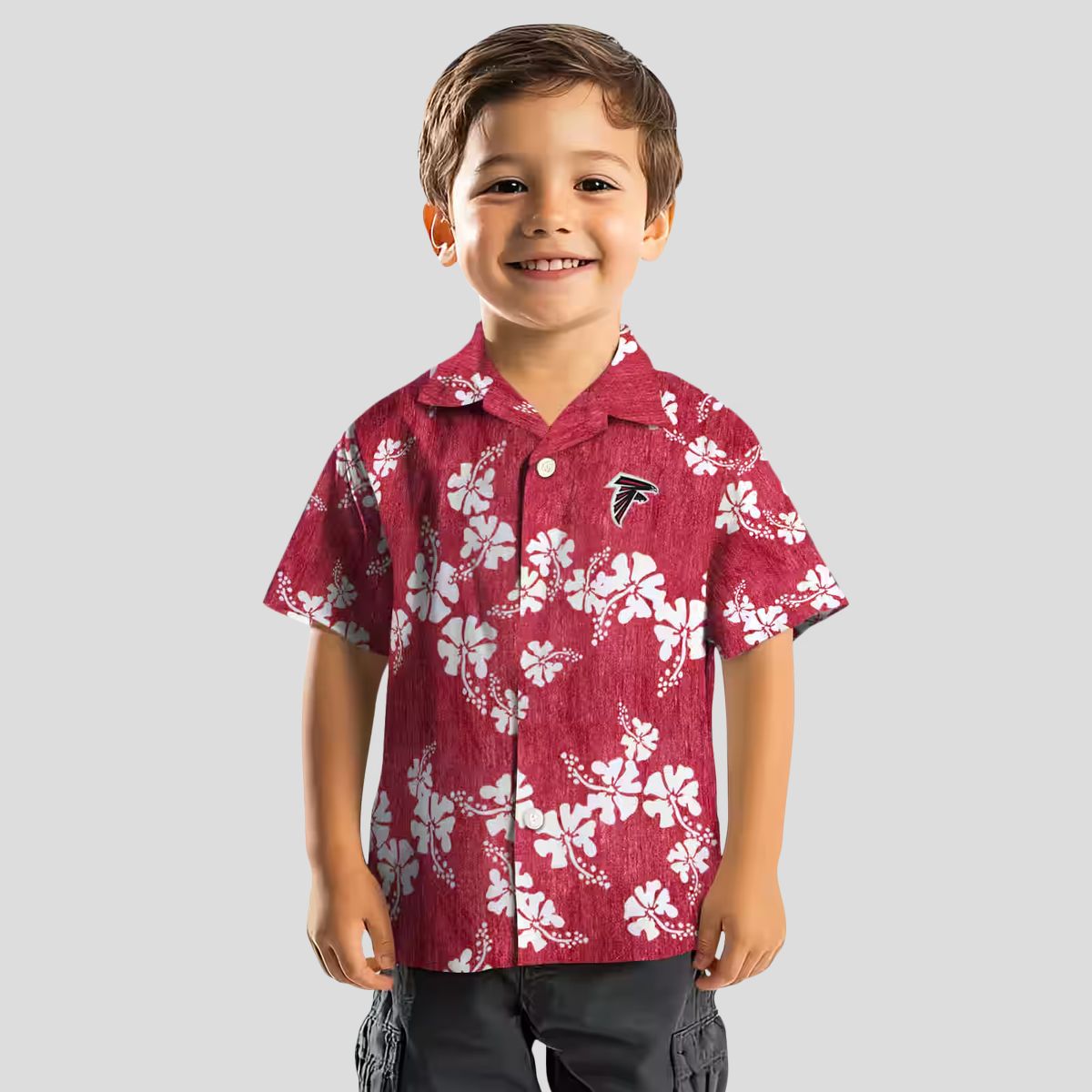Atlanta Falcons Hibiscus Red Hawaiian Shirt with Hibiscus Clusters