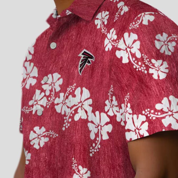Atlanta Falcons Hibiscus Red Hawaiian Shirt with Hibiscus Clusters