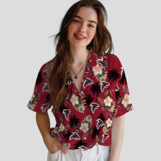 Atlanta Falcons Palm Tree and Floral Red Hawaiian Shirt for Beach Days