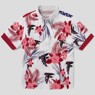 Atlanta Falcons Patriotic Hibiscus Hawaiian Shirt - Red & White Beachwear for Fans