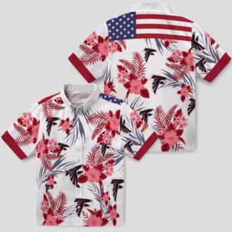 Atlanta Falcons Patriotic Hibiscus Hawaiian Shirt - Red & White Beachwear for Fans