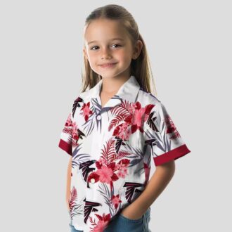 Atlanta Falcons Patriotic Hibiscus Hawaiian Shirt - Red & White Beachwear for Fans