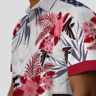 Atlanta Falcons Patriotic Hibiscus Hawaiian Shirt - Red & White Beachwear for Fans