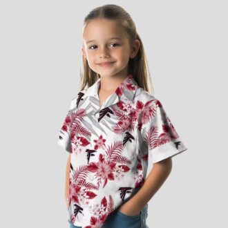 Atlanta Falcons Red and White Hibiscus Palm Hawaiian Shirt, Tropical Beachwear
