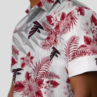 Atlanta Falcons Red and White Hibiscus Palm Hawaiian Shirt, Tropical Beachwear