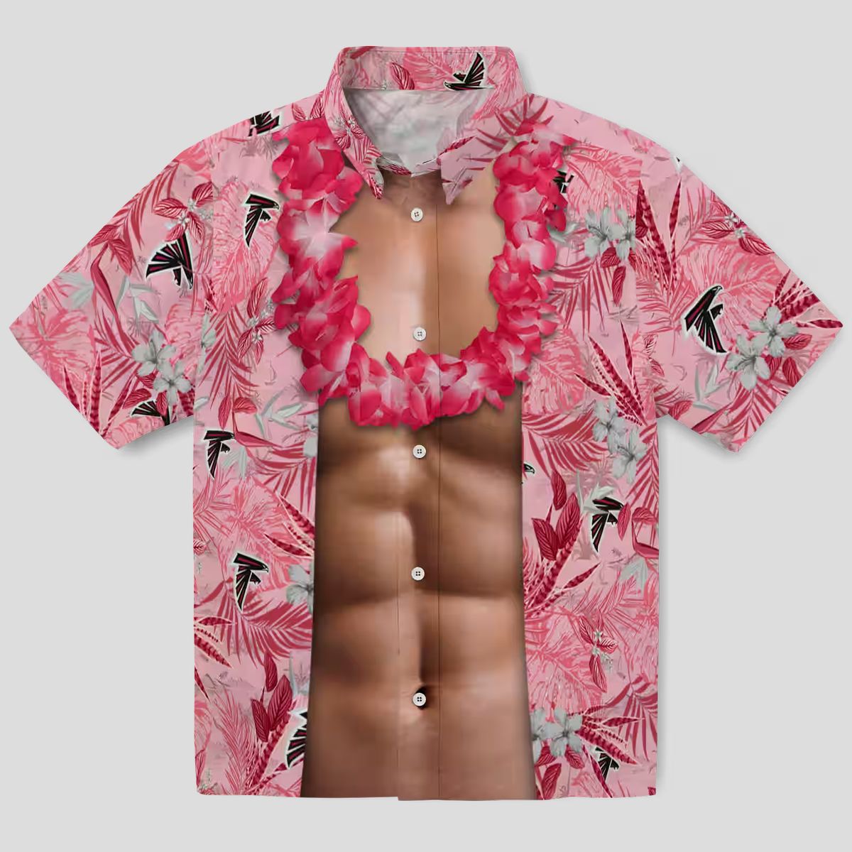 Atlanta Falcons Red Chest Illusion Tropical Aloha Hawaiian Shirt