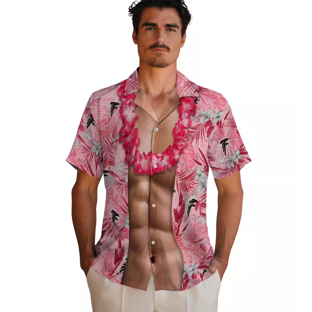 Atlanta Falcons Red Chest Illusion Tropical Aloha Hawaiian Shirt