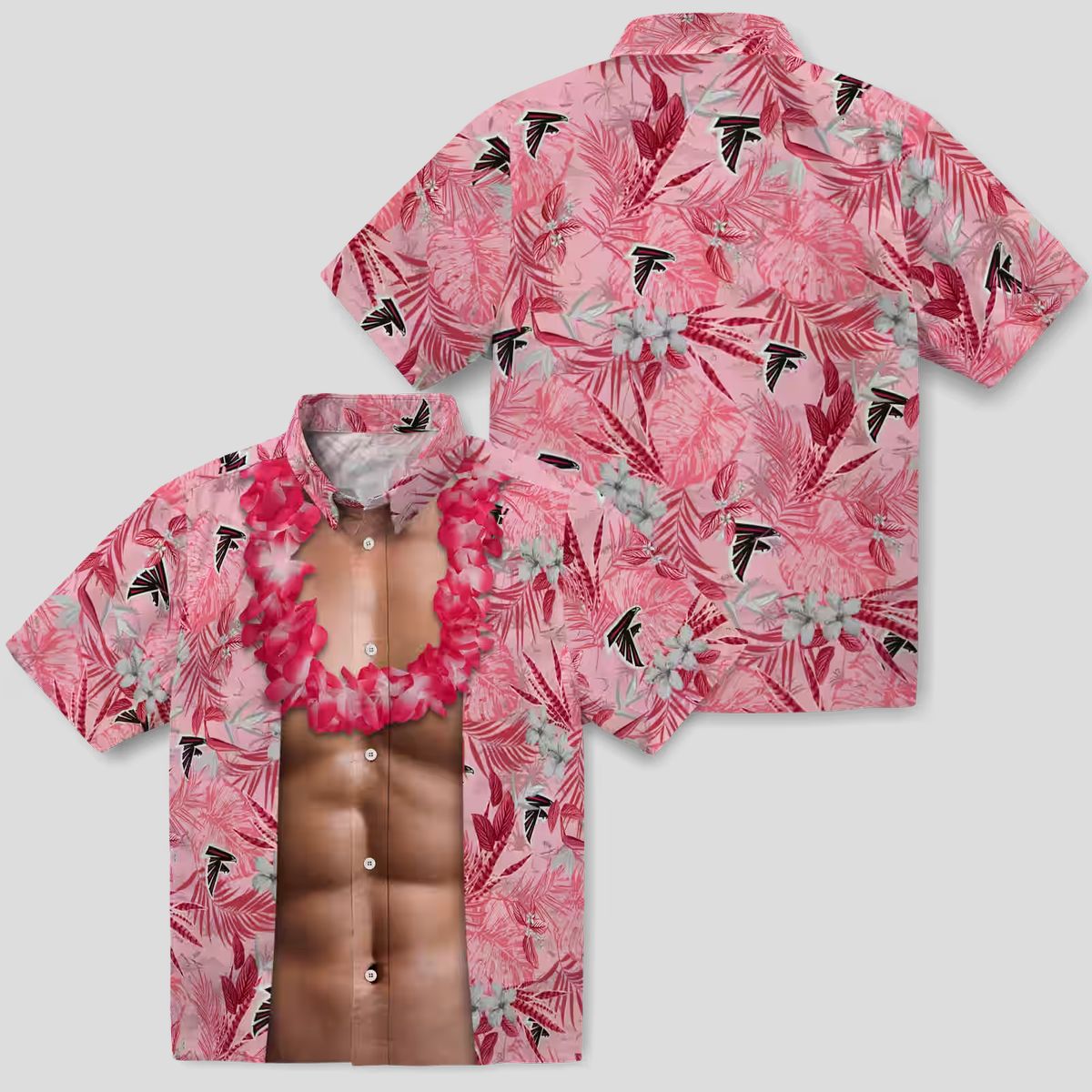 Atlanta Falcons Red Chest Illusion Tropical Aloha Hawaiian Shirt