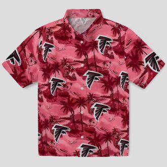 Atlanta Falcons Red Coastal Palms NFL Aloha Hawaiian Shirt for Vacation & Game Day