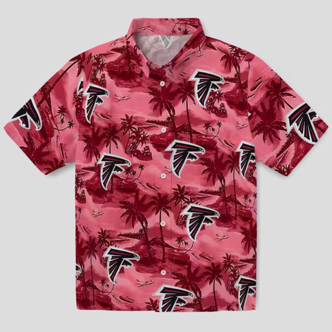 Atlanta Falcons Red Coastal Palms NFL Aloha Hawaiian Shirt for Vacation & Game Day