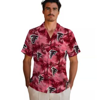 Atlanta Falcons Red Coastal Palms NFL Aloha Hawaiian Shirt for Vacation & Game Day