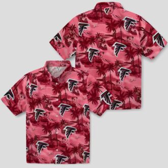 Atlanta Falcons Red Coastal Palms NFL Aloha Hawaiian Shirt for Vacation & Game Day