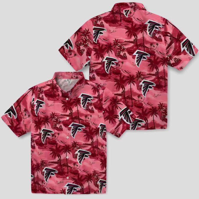 Atlanta Falcons Red Coastal Palms NFL Aloha Hawaiian Shirt for Vacation & Game Day