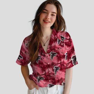 Atlanta Falcons Red Coastal Palms NFL Aloha Hawaiian Shirt for Vacation & Game Day