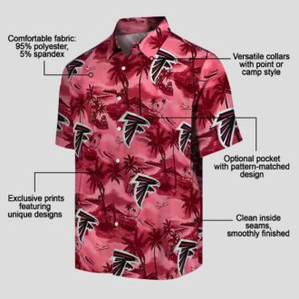 Atlanta Falcons Red Coastal Palms NFL Aloha Hawaiian Shirt for Vacation & Game Day