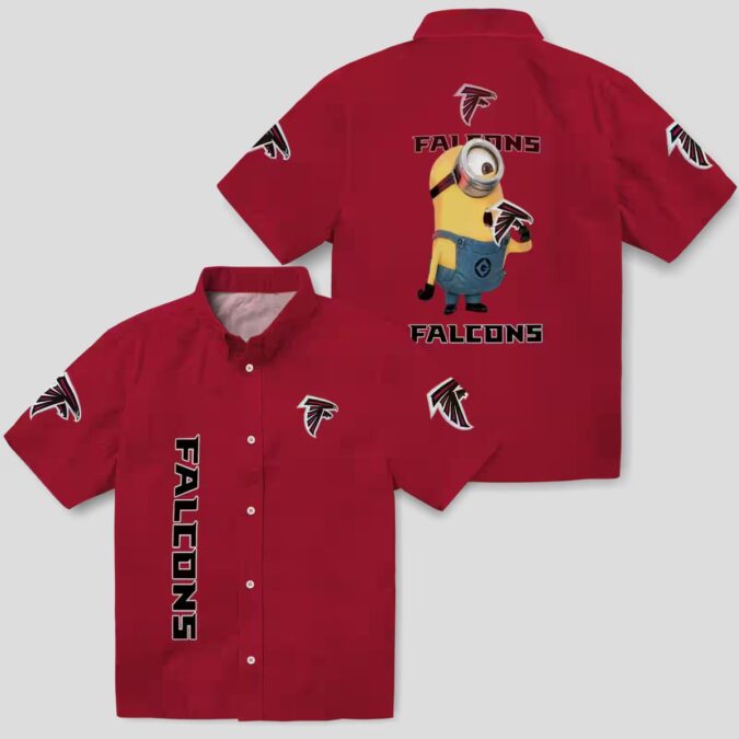 Atlanta Falcons Stuart Minion Red Hawaiian Shirt, NFL Fan Summer Shirt for Vacation