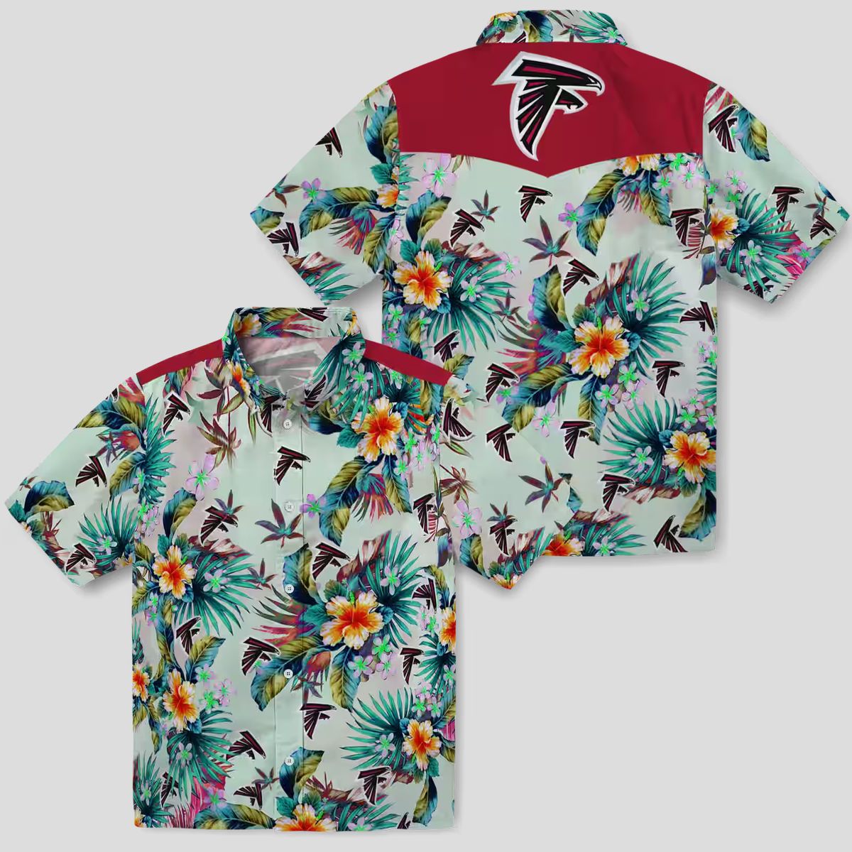 Atlanta Falcons Summer Vacation Shirt - Tropical Foliage Green Hawaiian Shirt