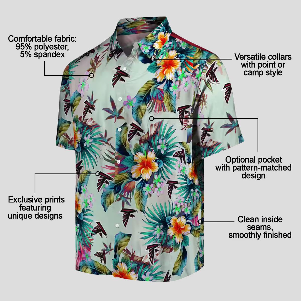 Atlanta Falcons Summer Vacation Shirt - Tropical Foliage Green Hawaiian Shirt