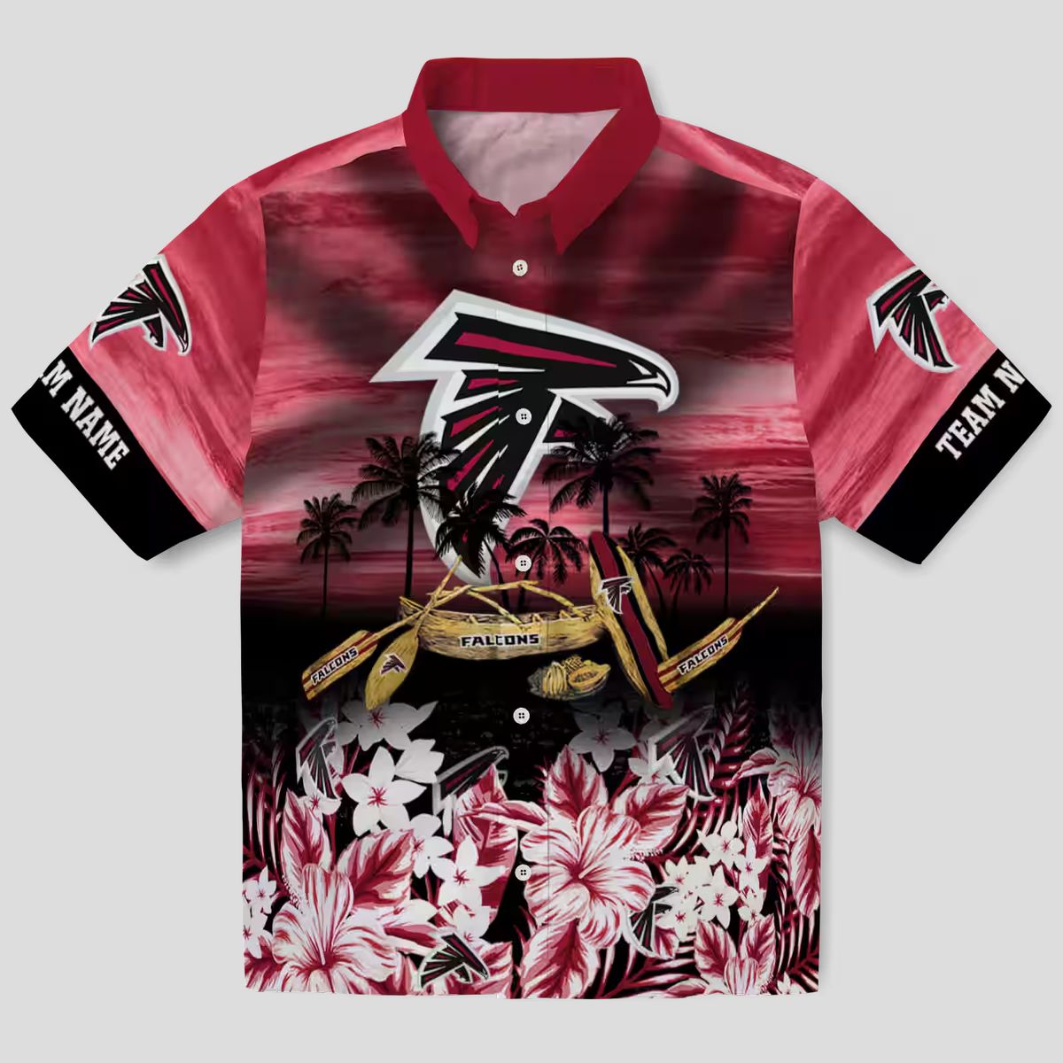 Atlanta Falcons Tropical Canoe Aloha Shirt, Red Hawaiian Shirt for Summer