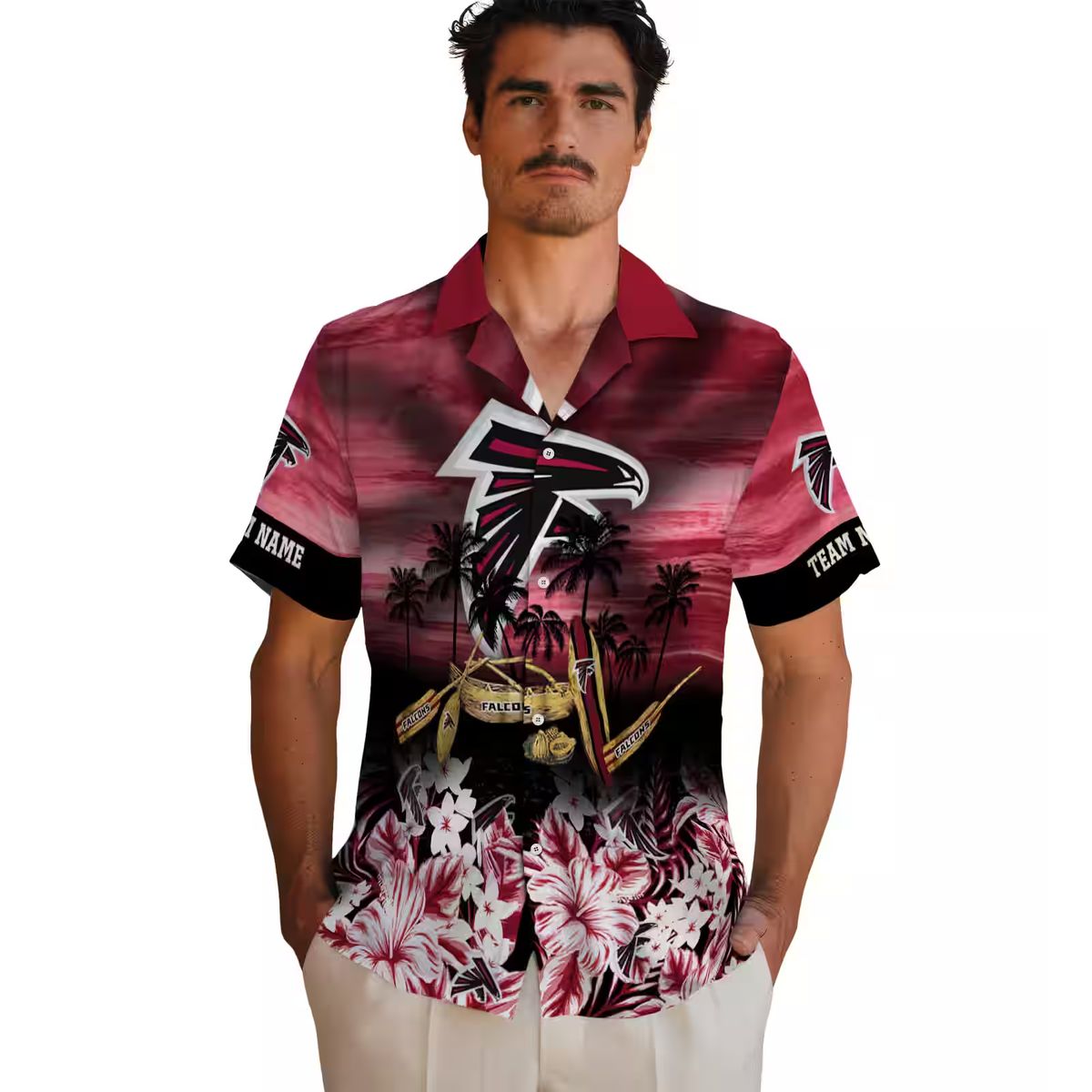 Atlanta Falcons Tropical Canoe Aloha Shirt, Red Hawaiian Shirt for Summer
