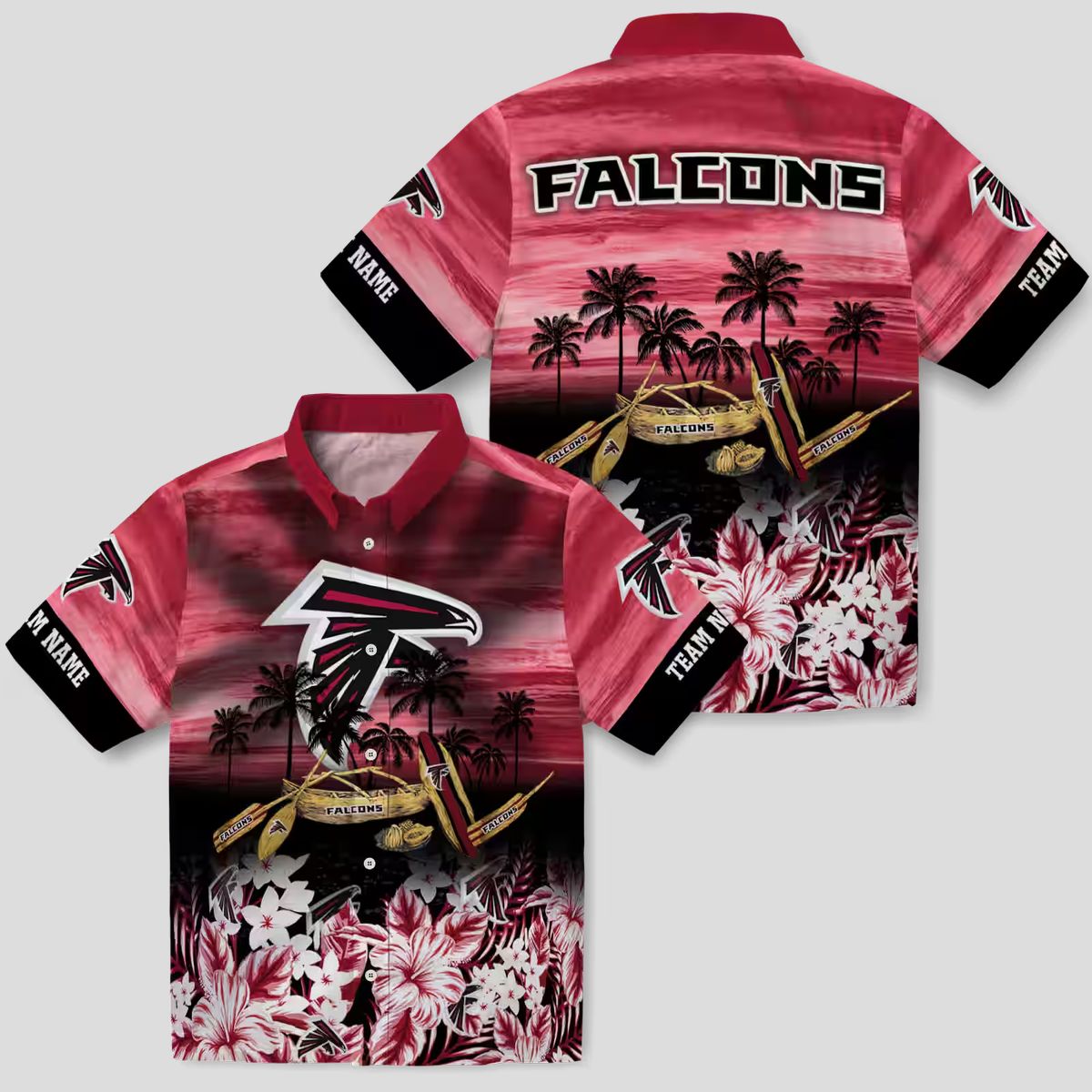 Atlanta Falcons Tropical Canoe Aloha Shirt, Red Hawaiian Shirt for Summer