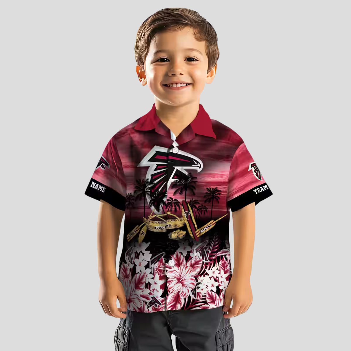 Atlanta Falcons Tropical Canoe Aloha Shirt, Red Hawaiian Shirt for Summer