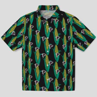 Atlanta Falcons Tropical Corn Pattern Hawaiian Shirt - Black and Green