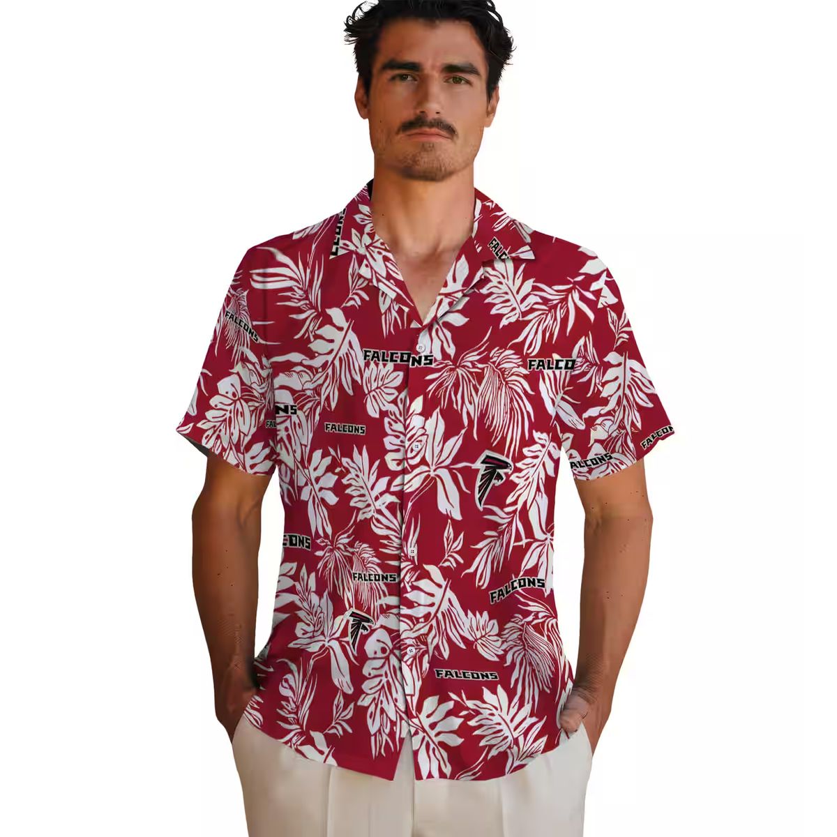 Atlanta Falcons Tropical Hawaiian Shirt - Red & White Summer Vacation Shirt