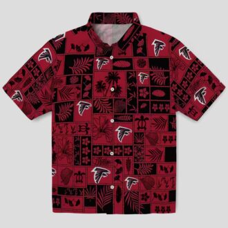 Atlanta Falcons Tropical Hawaiian Shirt - Red and Black Patchwork Design