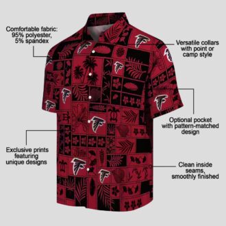 Atlanta Falcons Tropical Hawaiian Shirt - Red and Black Patchwork Design