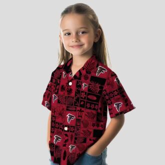 Atlanta Falcons Tropical Hawaiian Shirt - Red and Black Patchwork Design