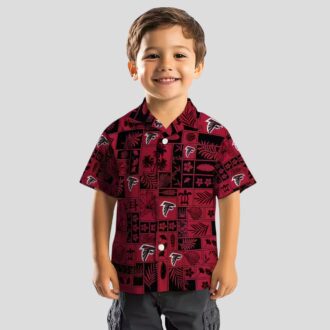 Atlanta Falcons Tropical Hawaiian Shirt - Red and Black Patchwork Design
