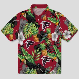 Atlanta Falcons Tropical Hawaiian Shirt with Red Green Toucan Hibiscus Pineapple Design