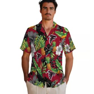 Atlanta Falcons Tropical Hawaiian Shirt with Red Green Toucan Hibiscus Pineapple Design