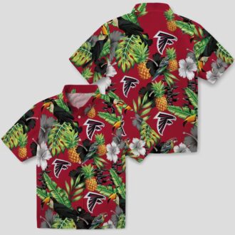 Atlanta Falcons Tropical Hawaiian Shirt with Red Green Toucan Hibiscus Pineapple Design